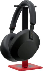 Sony WH-1000XM5 The Best Wireless Noise Canceling Headphones, Auto NC Optimizer, 30-Hour Battery, Alexa Voice Control, Black Bundle with Deco Gear Pro Audio Headphone Stand in Matte Black/Red