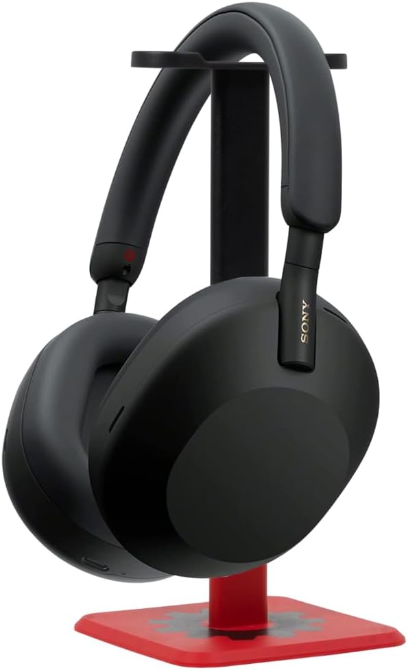 Sony WH-1000XM5 The Best Wireless Noise Canceling Headphones, Auto NC Optimizer, 30-Hour Battery, Alexa Voice Control, Black Bundle with Deco Gear Pro Audio Headphone Stand in Matte Black/Red